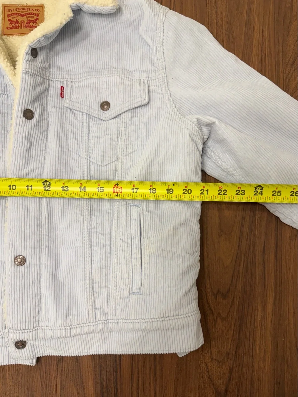 Levi's  Light Blue Corduroy Jacket with Cream Sherpa Collar Men’s L
